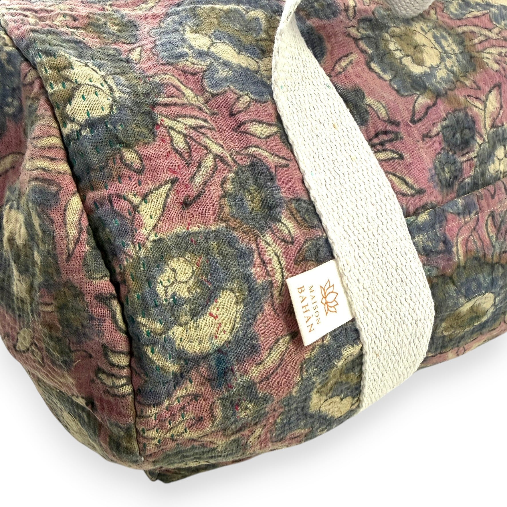 Sac week-end femme Kantha Bagru en coton artisanal vintage sac de voyage bohème Maison Bahan