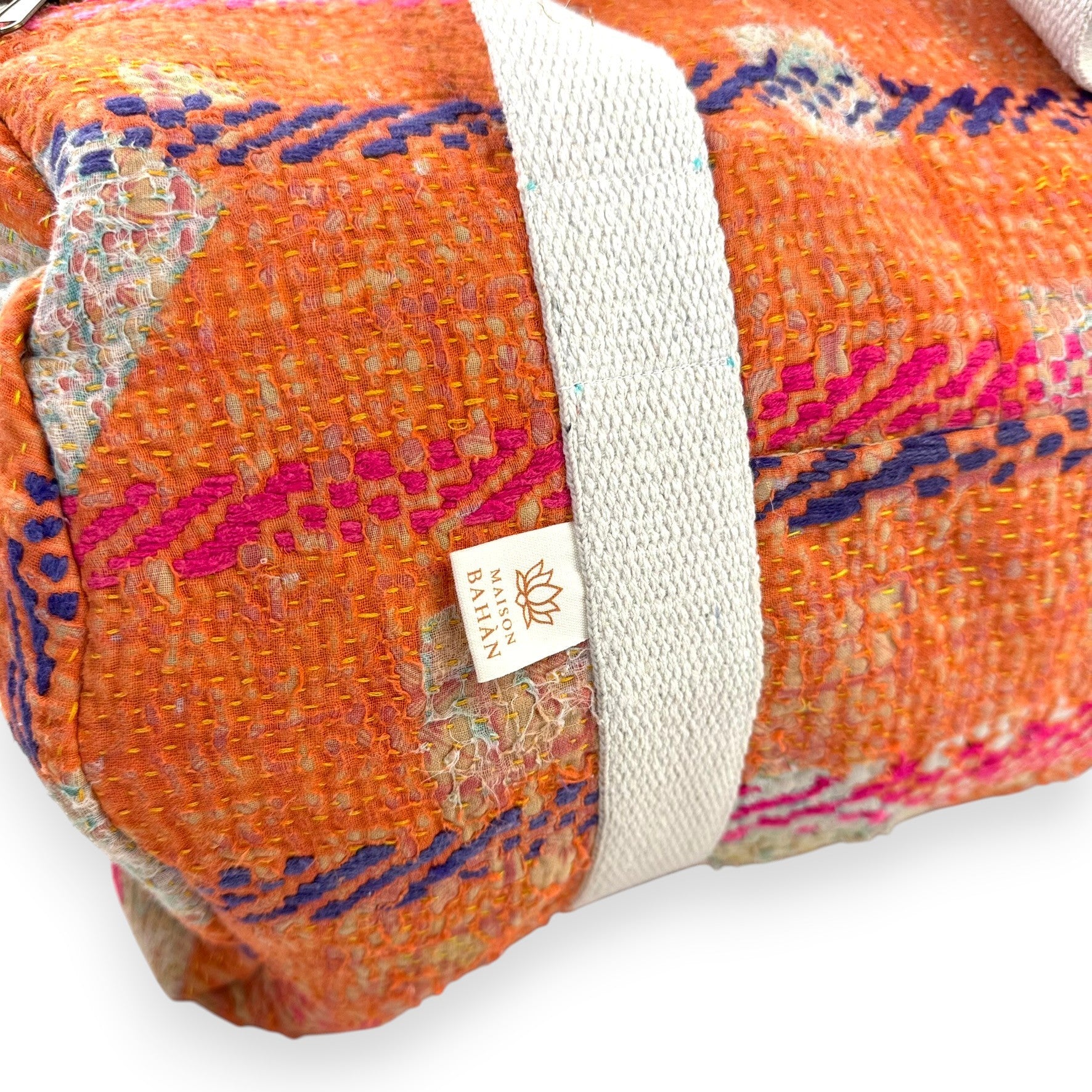 Sac week-end femme Kantha Bagru en coton artisanal vintage sac de voyage bohème Maison Bahan