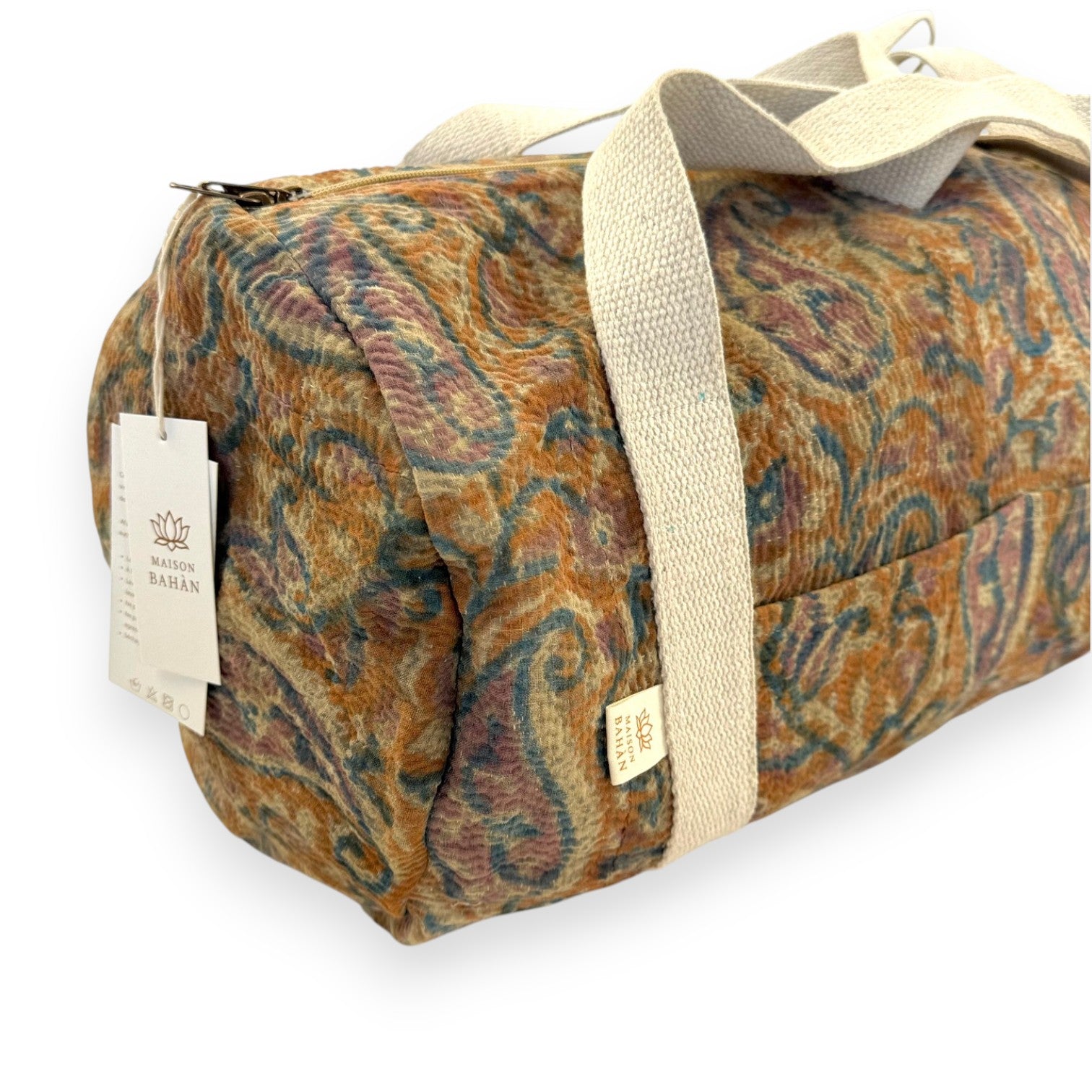 Sac week-end femme Kantha Bagru en coton artisanal vintage sac de voyage bohème Maison Bahan