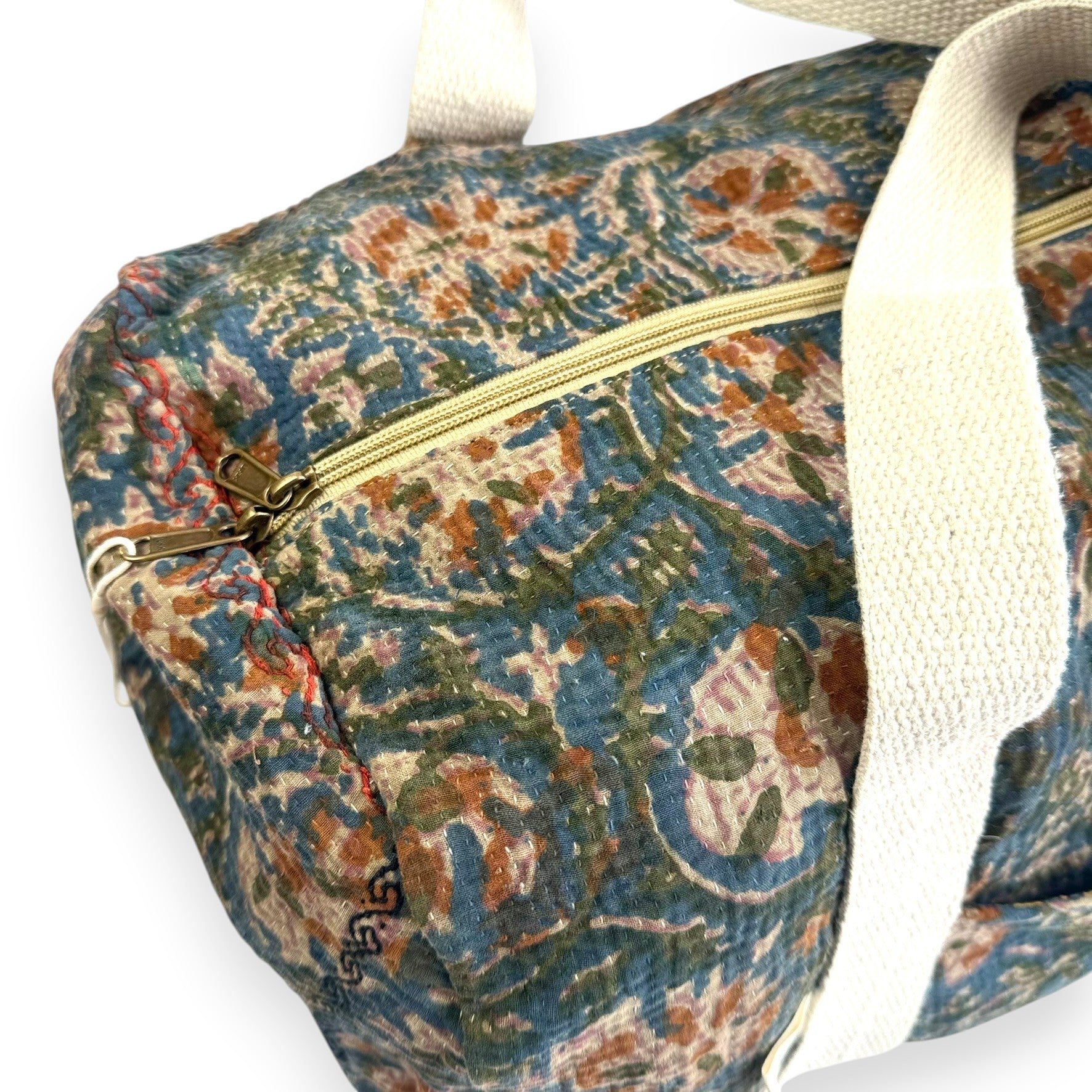 Sac week-end femme Kantha Bagru en coton artisanal vintage sac de voyage bohème Maison Bahan