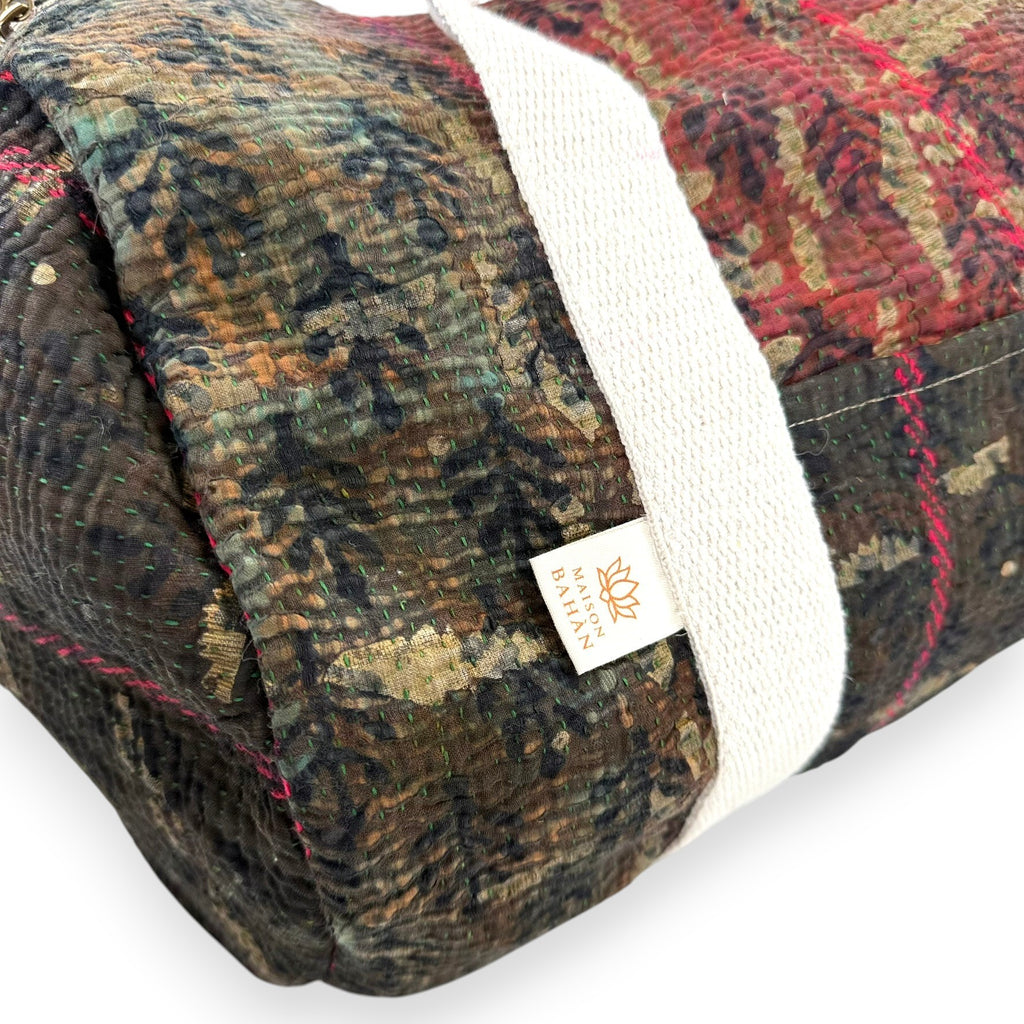 Sac week-end femme Kantha Bagru en coton artisanal vintage sac de voyage bohème Maison Bahan