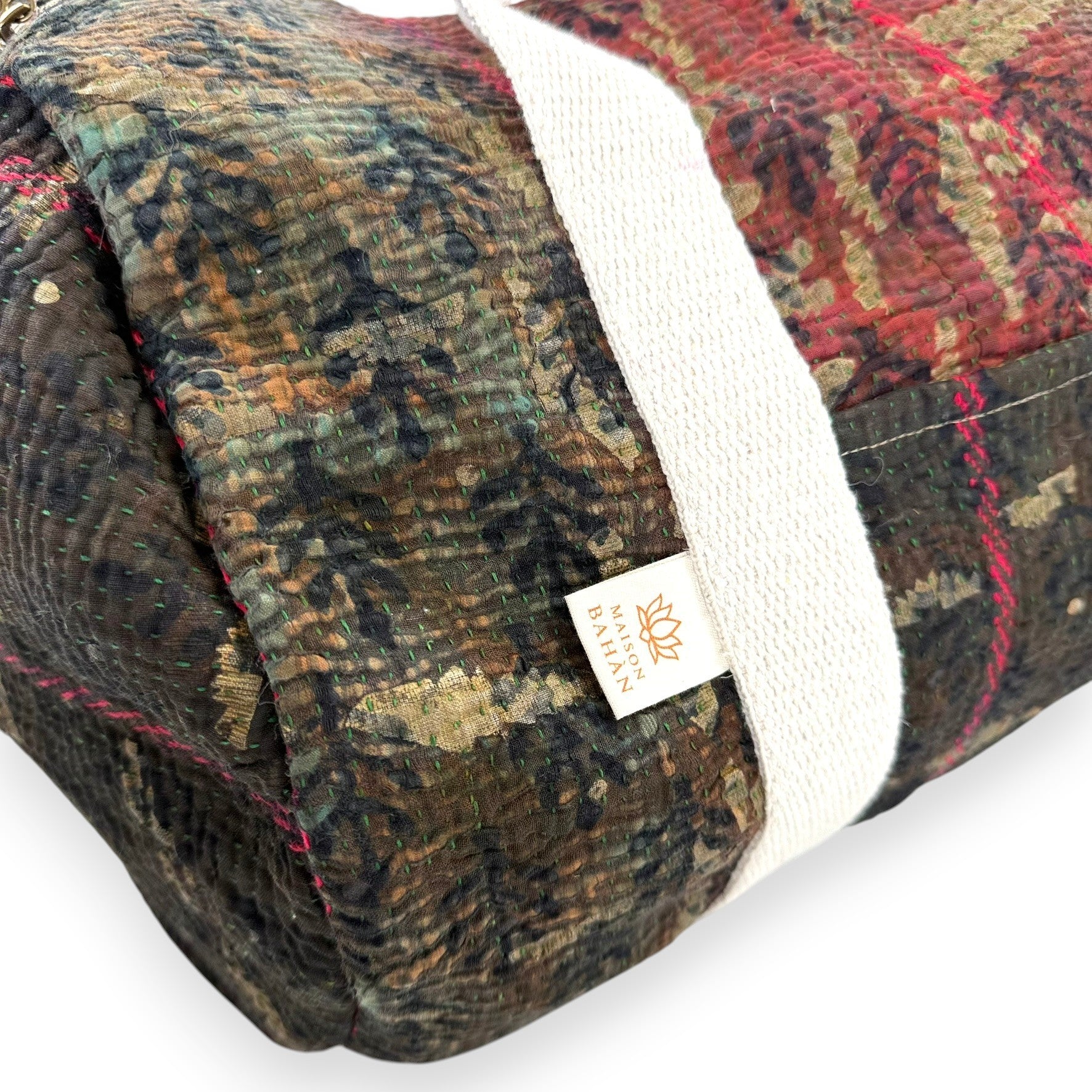Sac week-end femme Kantha Bagru en coton artisanal vintage sac de voyage bohème Maison Bahan