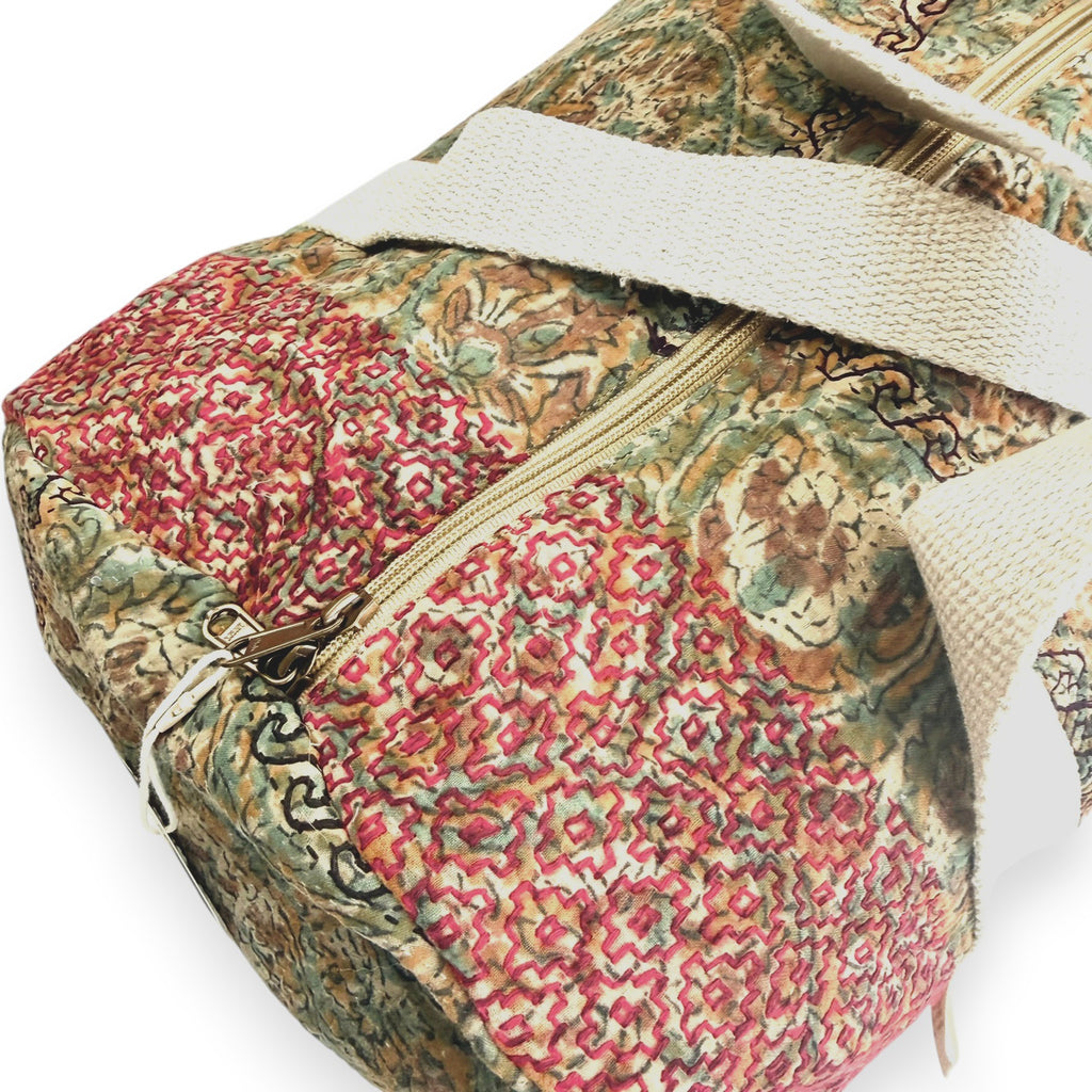 Sac week-end femme Kantha Bagru en coton artisanal vintage sac de voyage bohème Maison Bahan
