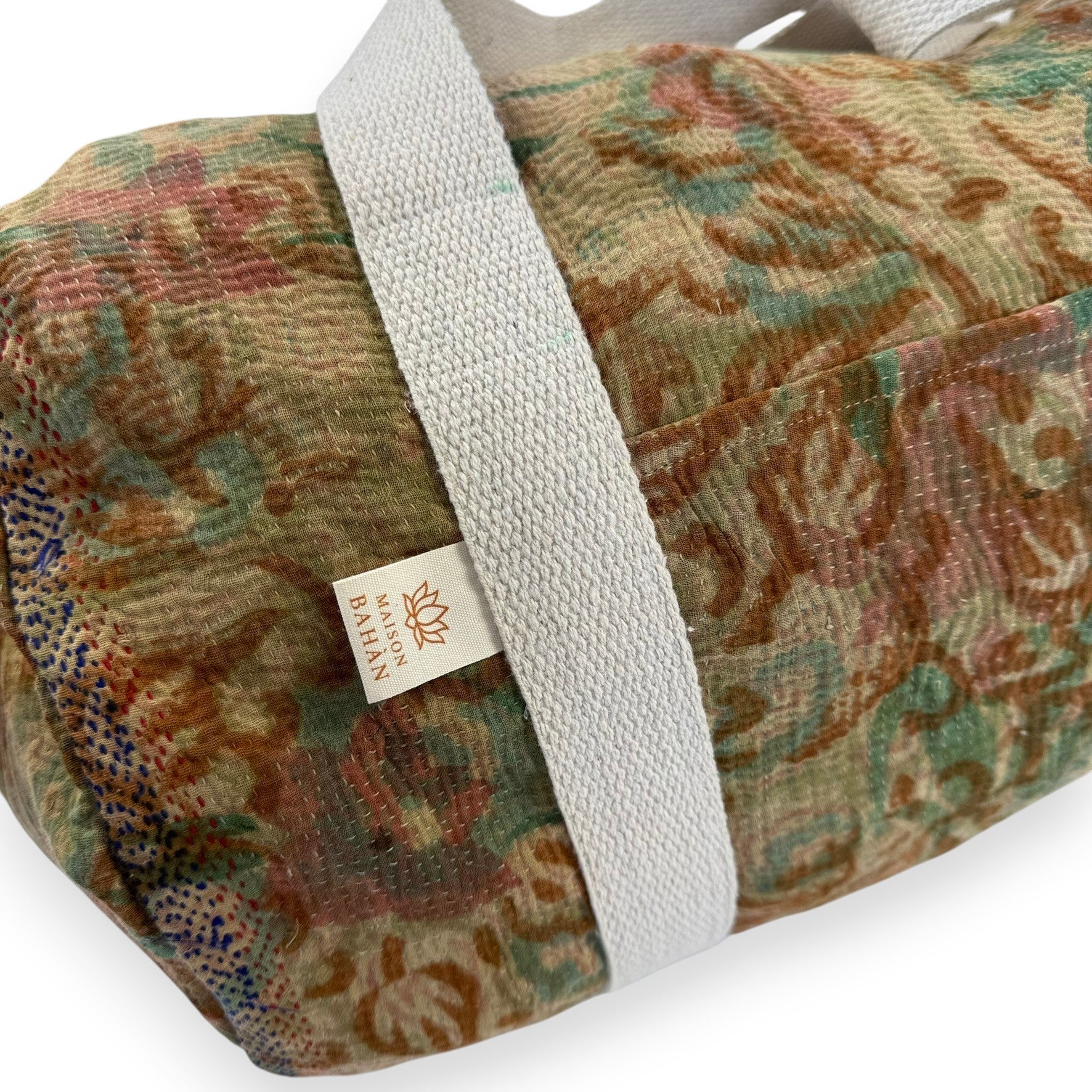 Sac week-end femme Kantha Bagru en coton artisanal vintage sac de voyage bohème Maison Bahan