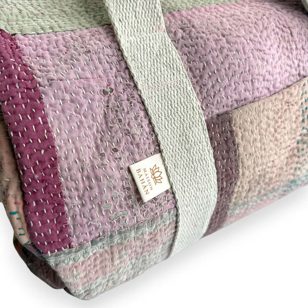 Sac week-end femme Kantha Bagru en coton artisanal vintage sac de voyage bohème Maison Bahan