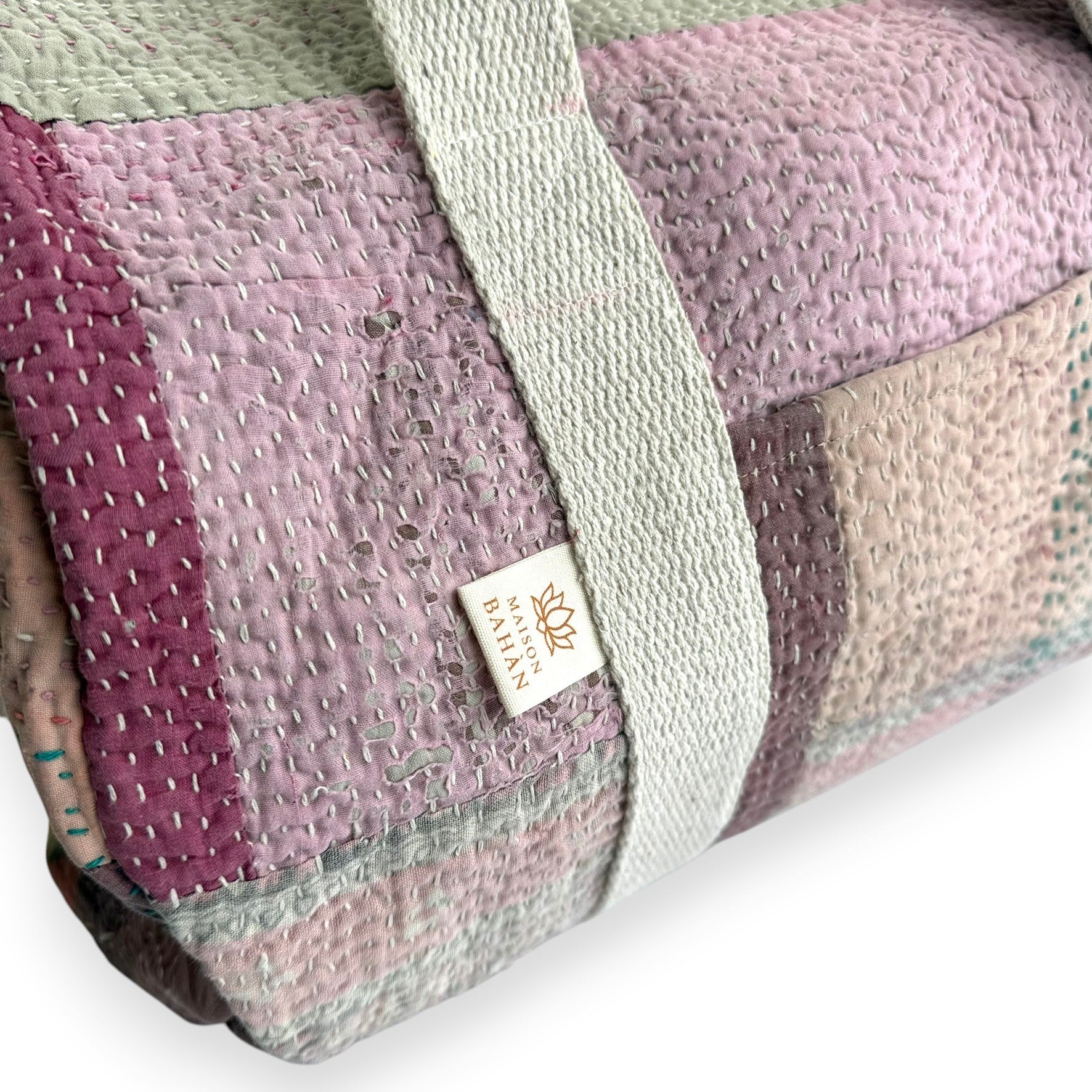 Sac week-end femme Kantha Bagru en coton artisanal vintage sac de voyage bohème Maison Bahan