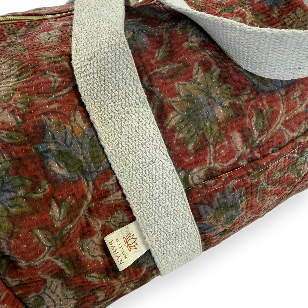 Sac week-end femme Kantha Bagru en coton artisanal vintage sac de voyage bohème Maison Bahan