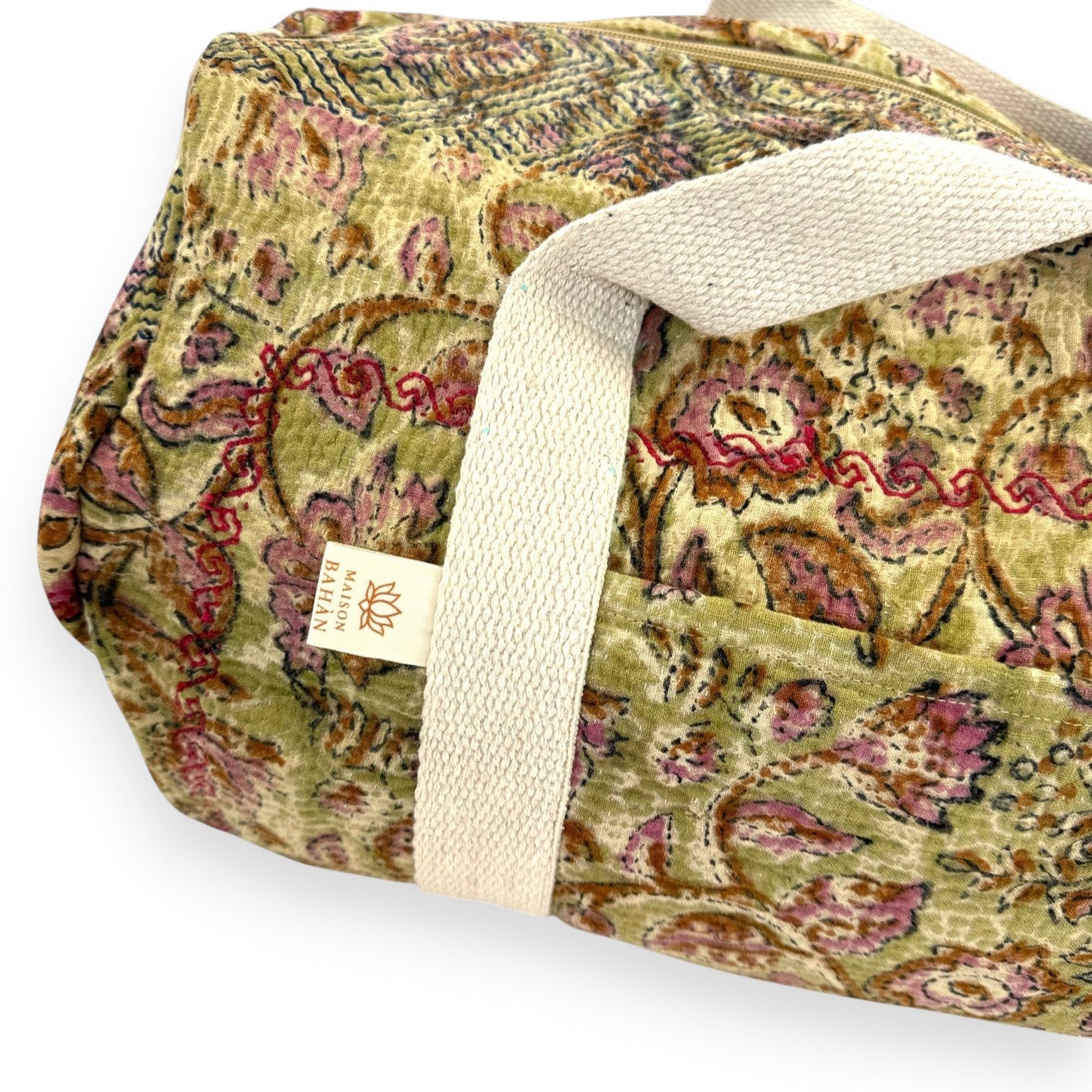 Sac week-end femme Kantha Bagru en coton artisanal vintage sac de voyage bohème Maison Bahan