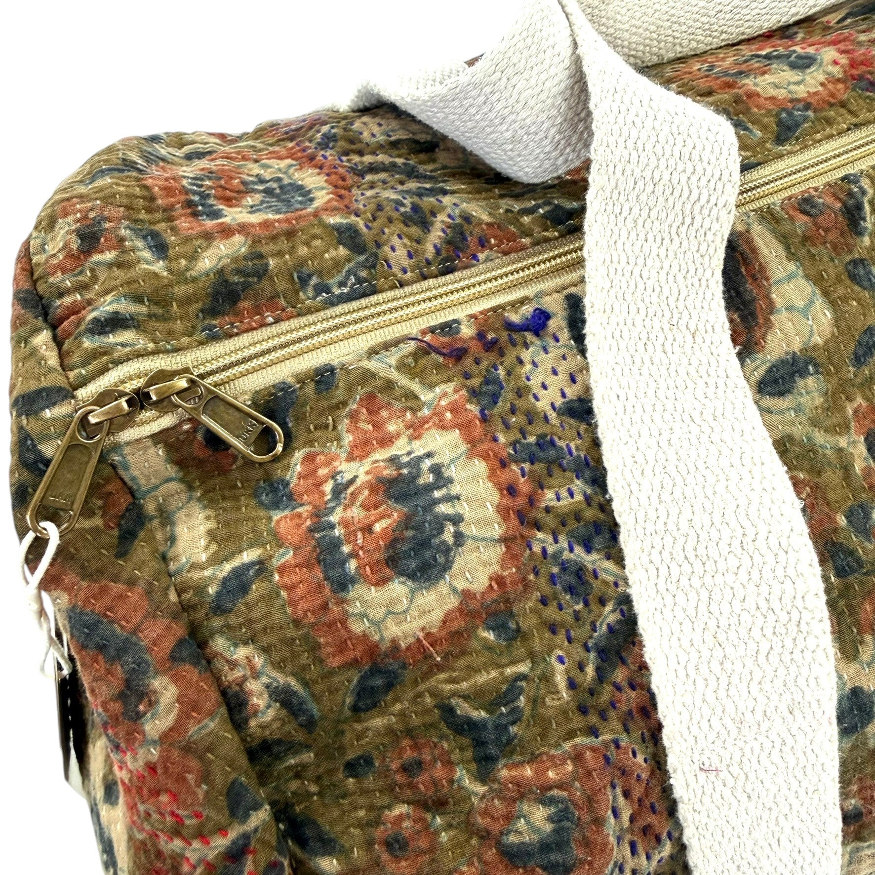 Sac week-end femme Kantha Bagru en coton artisanal vintage sac de voyage bohème Maison Bahan