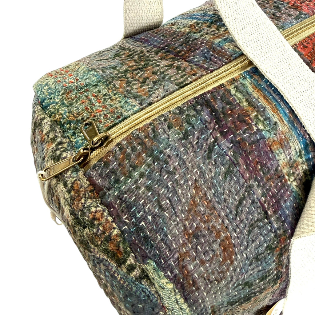 Sac week-end femme Kantha Bagru en coton artisanal vintage sac de voyage bohème Maison Bahan