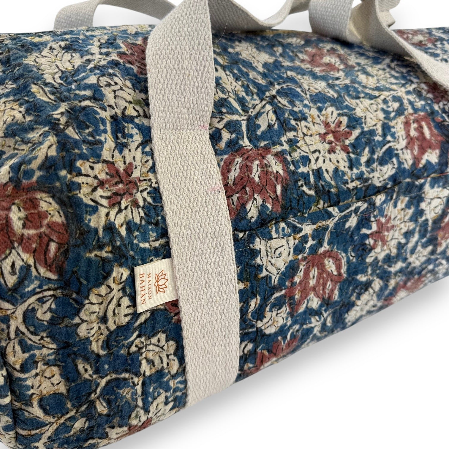 Sac week-end femme Kantha Bagru en coton artisanal vintage sac de voyage bohème Maison Bahan