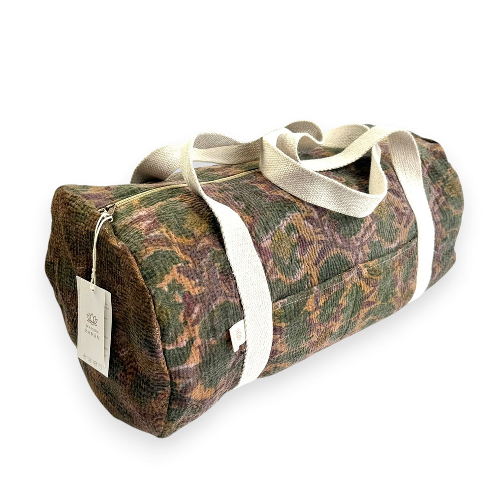 Sac week-end femme Kantha Bagru en coton artisanal vintage sac de voyage bohème Maison Bahan