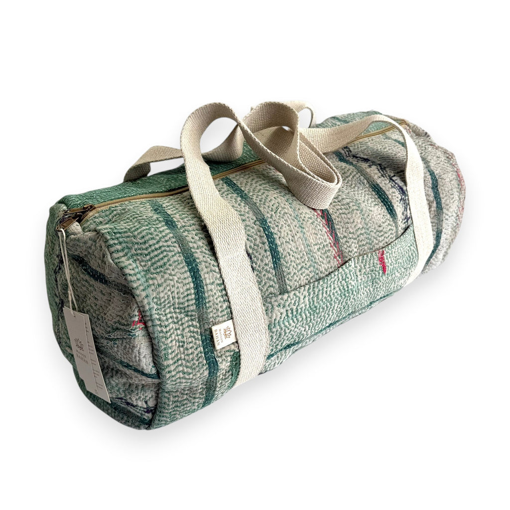 Sac week-end femme Kantha Bagru en coton artisanal vintage sac de voyage bohème Maison Bahan