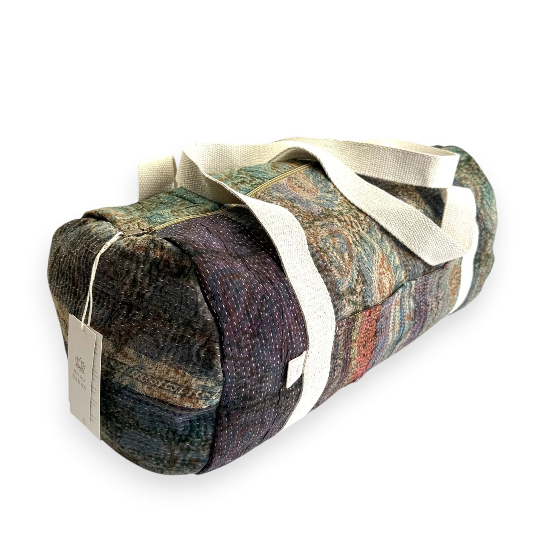 Sac week-end femme Kantha Bagru en coton artisanal vintage sac de voyage bohème Maison Bahan