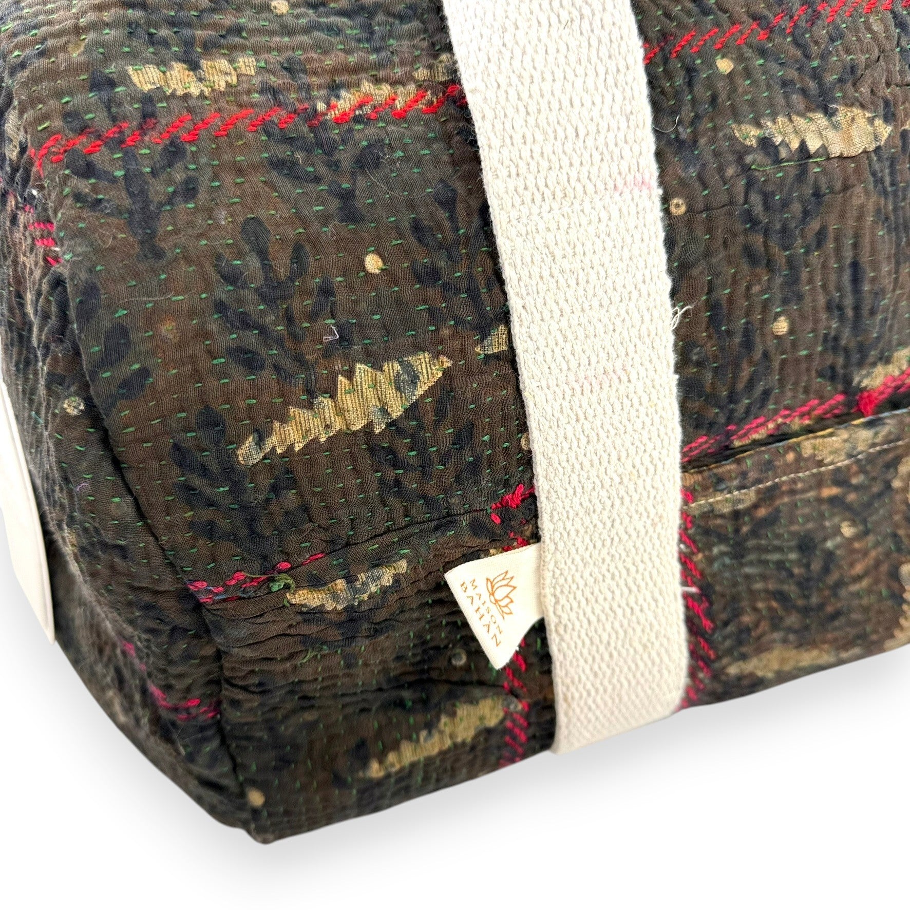 Sac week-end femme Kantha Bagru en coton artisanal vintage sac de voyage bohème Maison Bahan