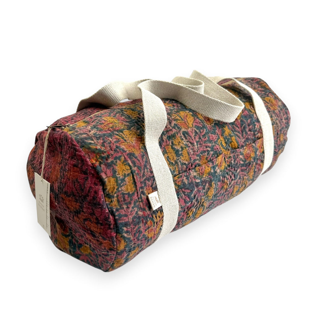 Sac week-end femme Kantha Bagru en coton artisanal vintage sac de voyage bohème Maison Bahan
