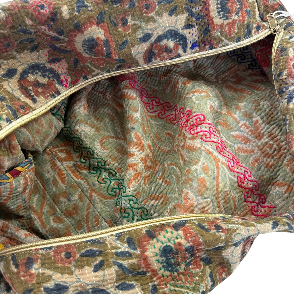 Sac week-end femme Kantha Bagru en coton artisanal vintage sac de voyage bohème Maison Bahan
