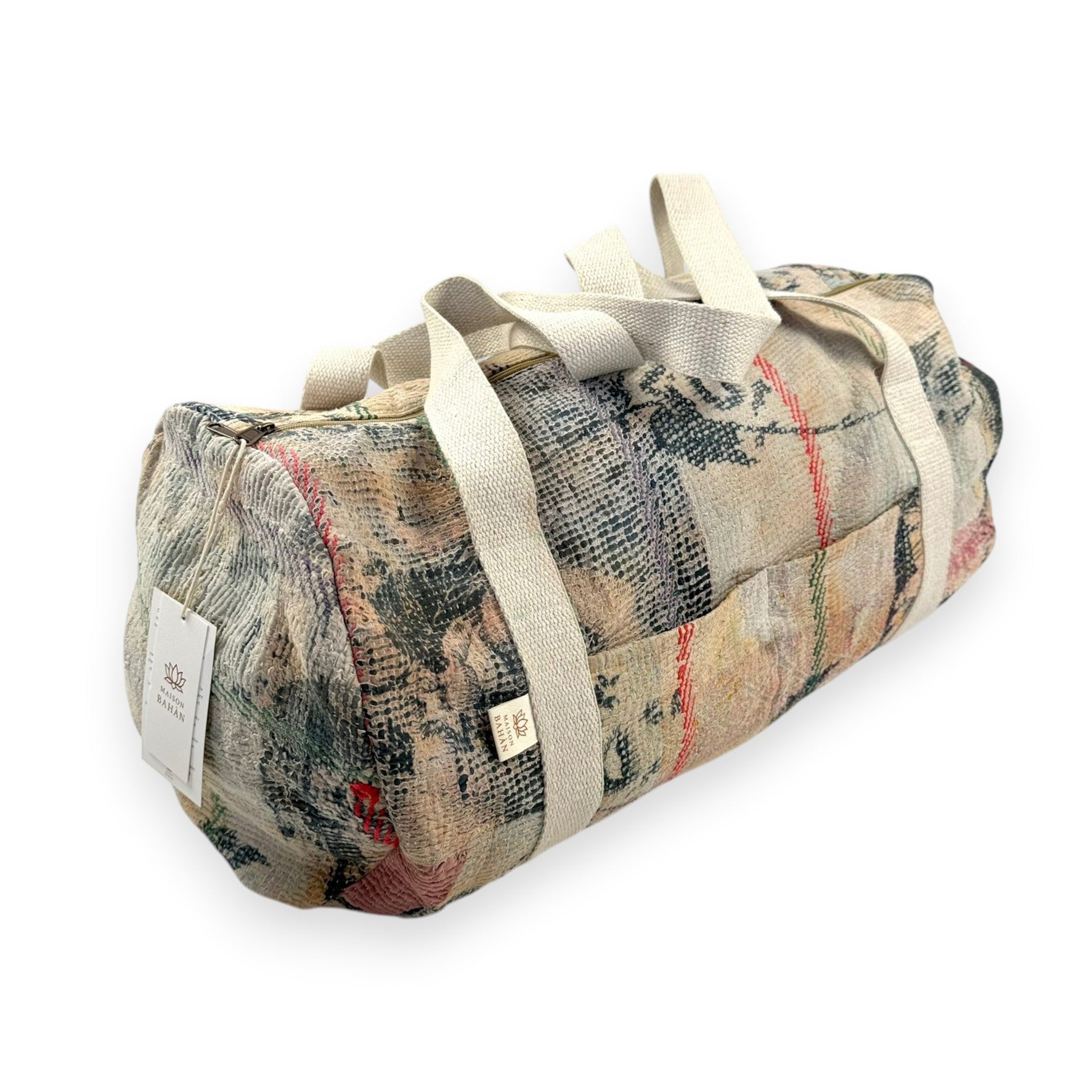 Sac week-end femme Kantha Bagru en coton artisanal vintage sac de voyage bohème Maison Bahan