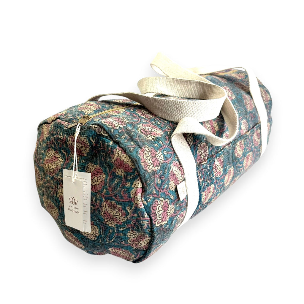 Sac week-end femme Kantha Bagru en coton artisanal vintage sac de voyage bohème Maison Bahan