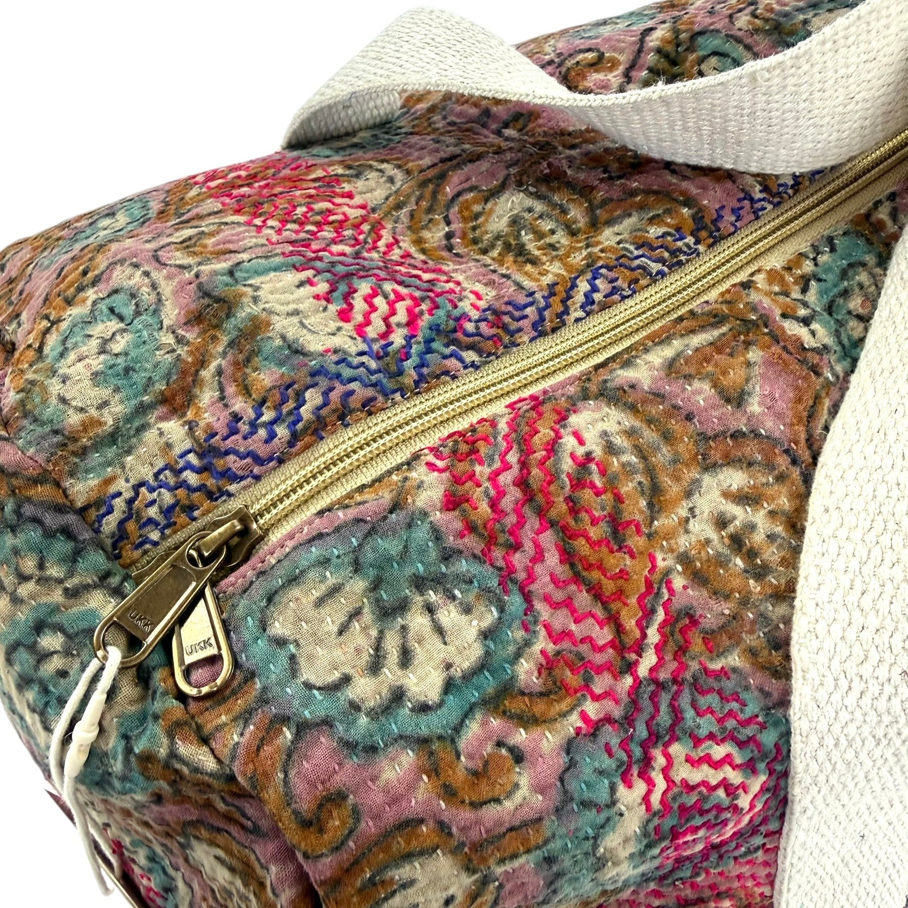 Sac week-end femme Kantha Bagru en coton artisanal vintage sac de voyage bohème Maison Bahan