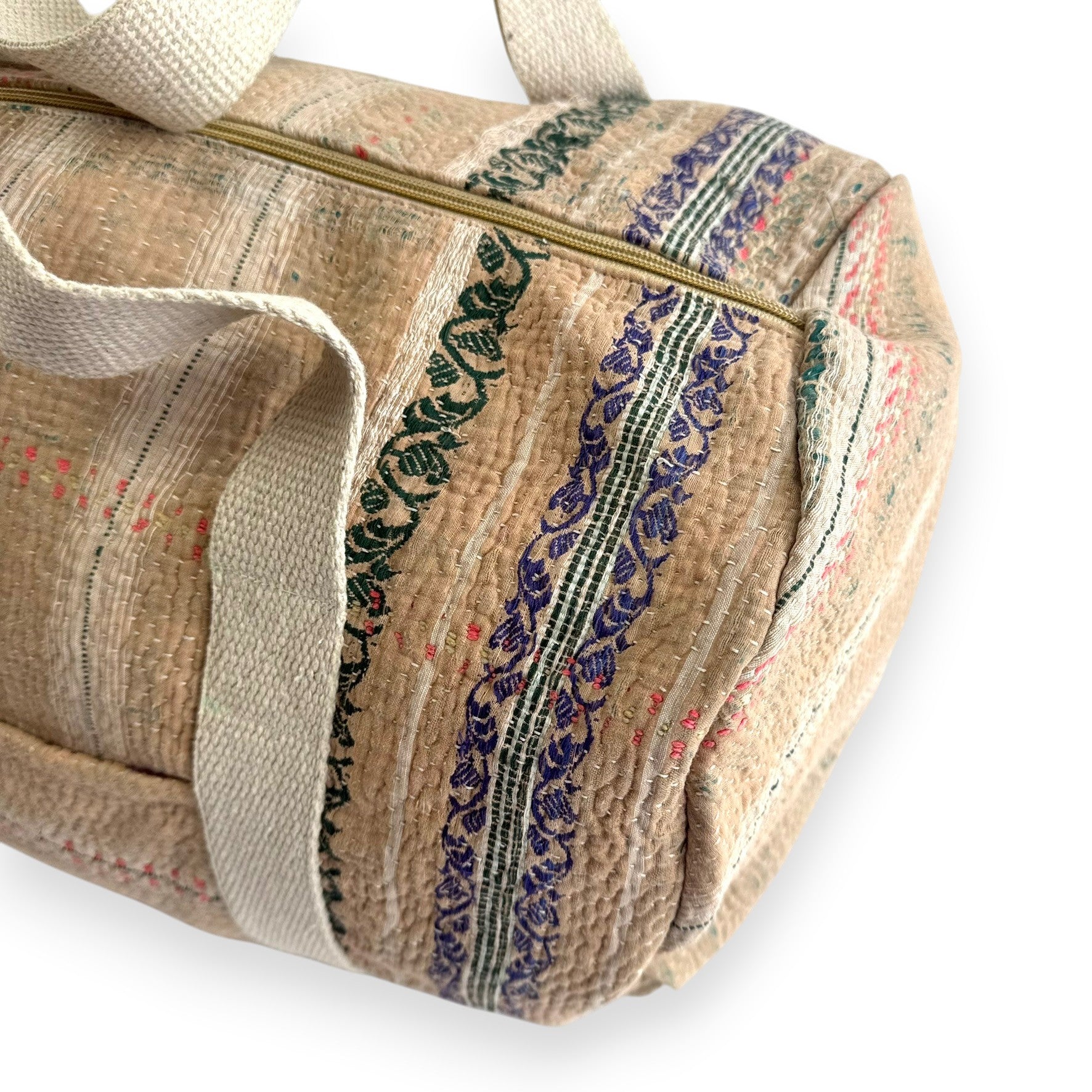Sac week-end femme Kantha Bagru en coton artisanal vintage sac de voyage bohème Maison Bahan