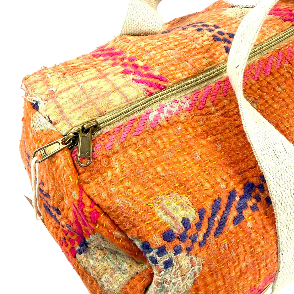 Sac week-end femme Kantha Bagru en coton artisanal vintage sac de voyage bohème Maison Bahan