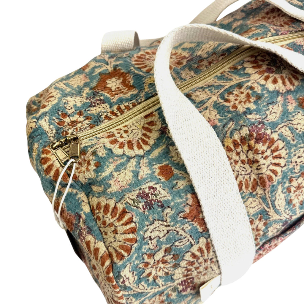 Sac week-end femme Kantha Bagru en coton artisanal vintage sac de voyage bohème Maison Bahan
