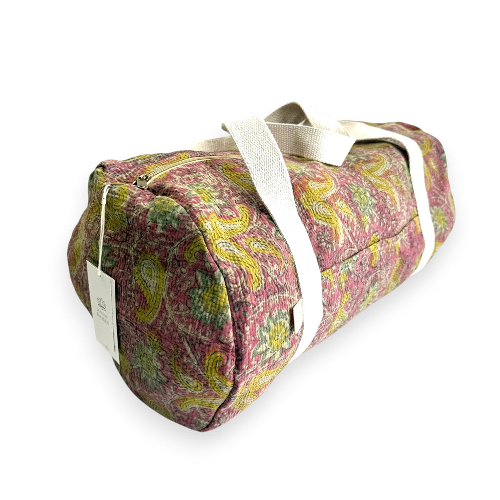 Sac week-end femme Kantha Bagru en coton artisanal vintage sac de voyage bohème Maison Bahan