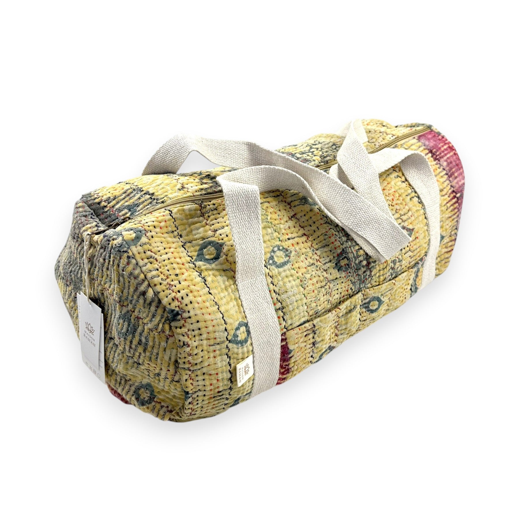 Sac week-end femme Kantha Bagru en coton artisanal vintage sac de voyage bohème Maison Bahan