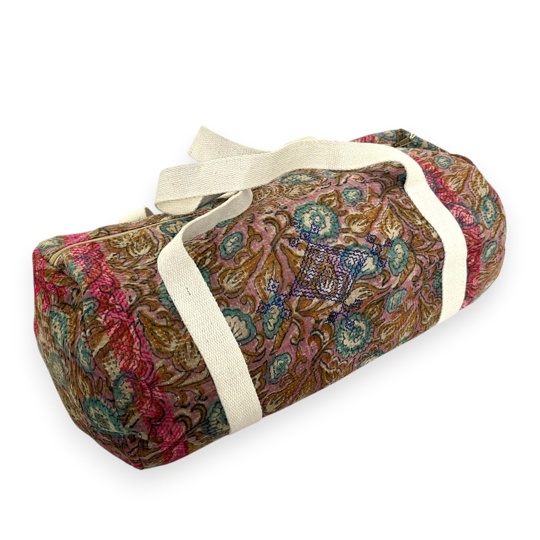 Sac week-end femme Kantha Bagru en coton artisanal vintage sac de voyage bohème Maison Bahan