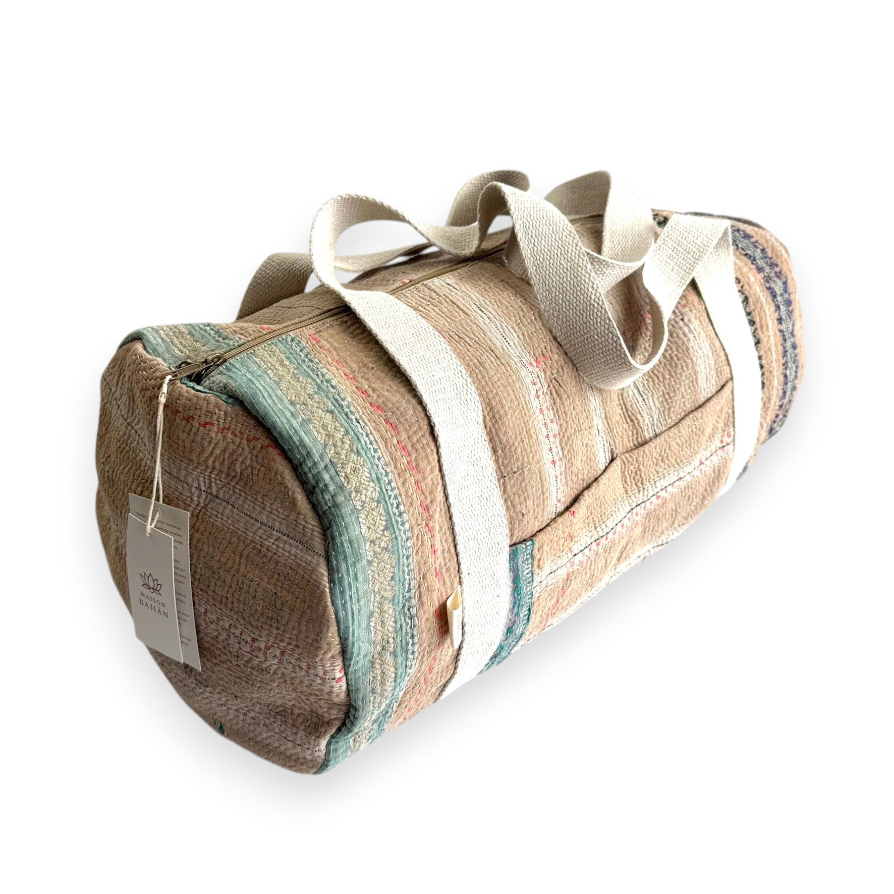 Sac week-end femme Kantha Bagru en coton artisanal vintage sac de voyage bohème Maison Bahan