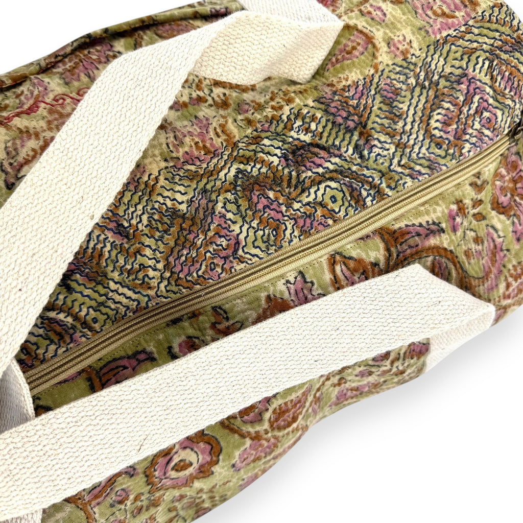 Sac week-end femme Kantha Bagru en coton artisanal vintage sac de voyage bohème Maison Bahan