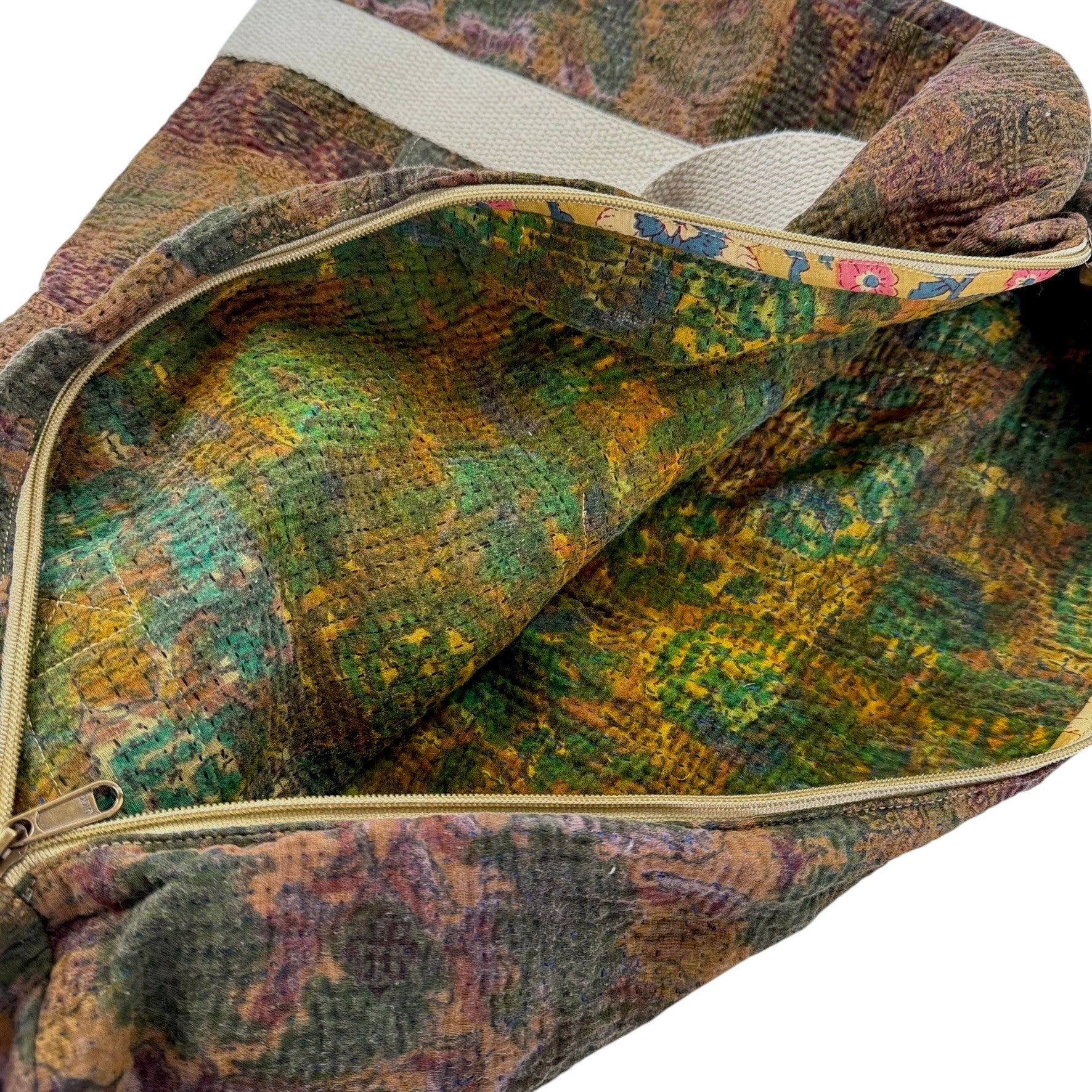 Sac week-end femme Kantha Bagru en coton artisanal vintage sac de voyage bohème Maison Bahan