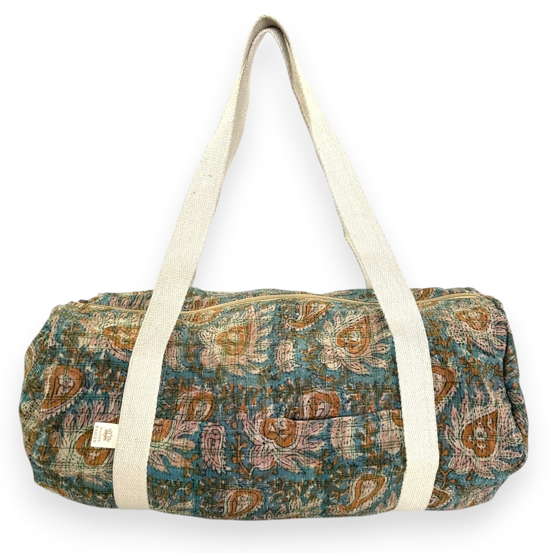 Sac week-end femme Kantha Bagru en coton artisanal vintage sac de voyage bohème Maison Bahan