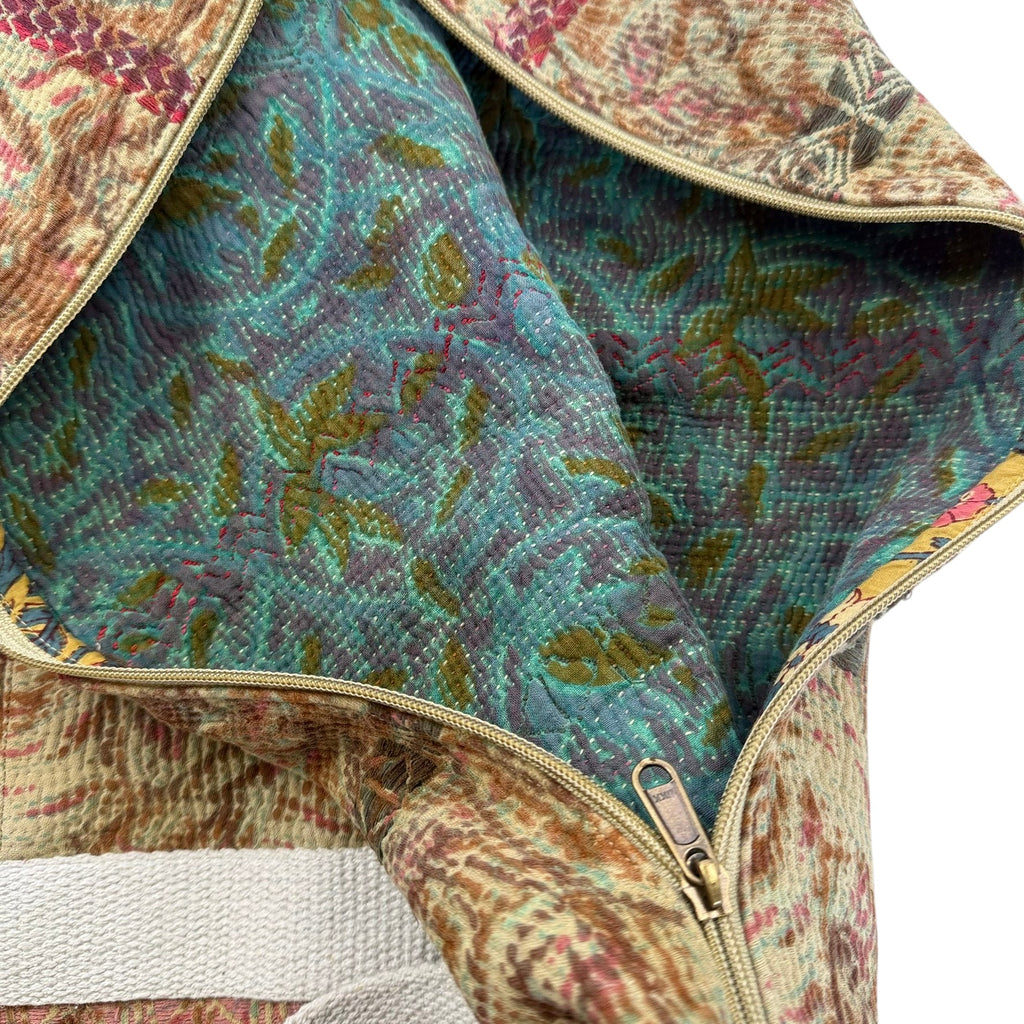 Sac week-end femme Kantha Bagru en coton artisanal vintage sac de voyage bohème Maison Bahan