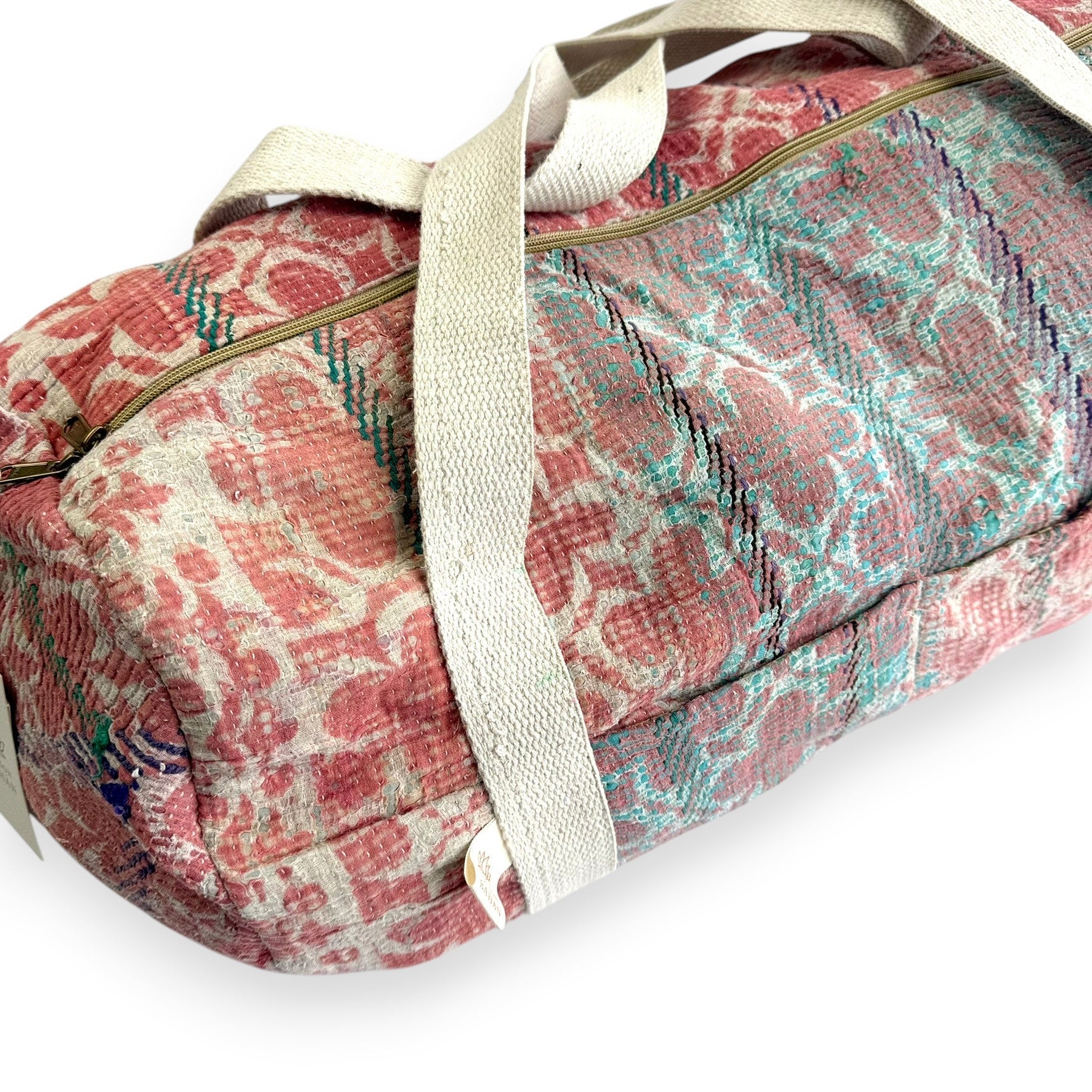 Sac week-end femme Kantha Bagru en coton artisanal vintage sac de voyage bohème Maison Bahan