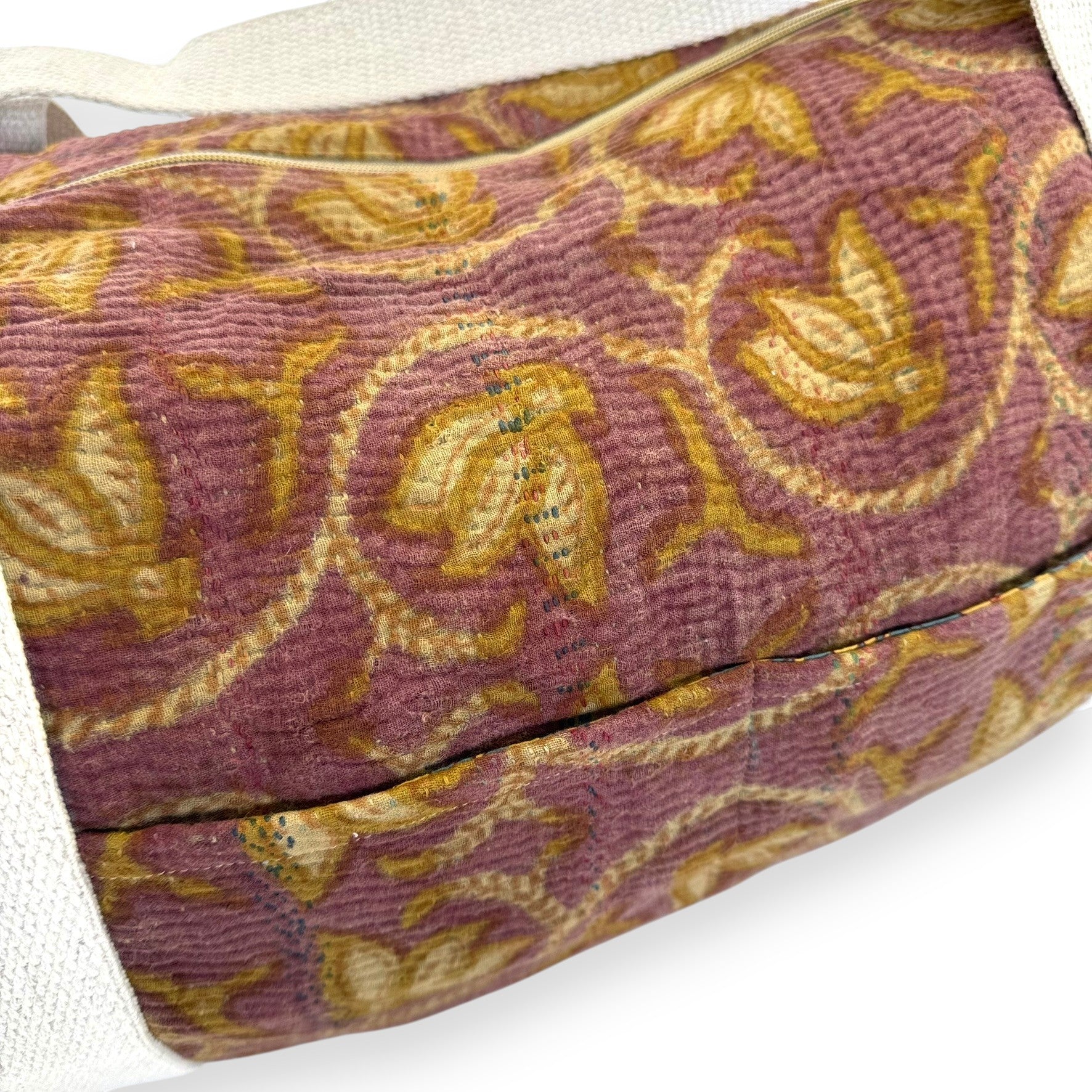Sac week-end femme Kantha Bagru en coton artisanal vintage sac de voyage bohème Maison Bahan