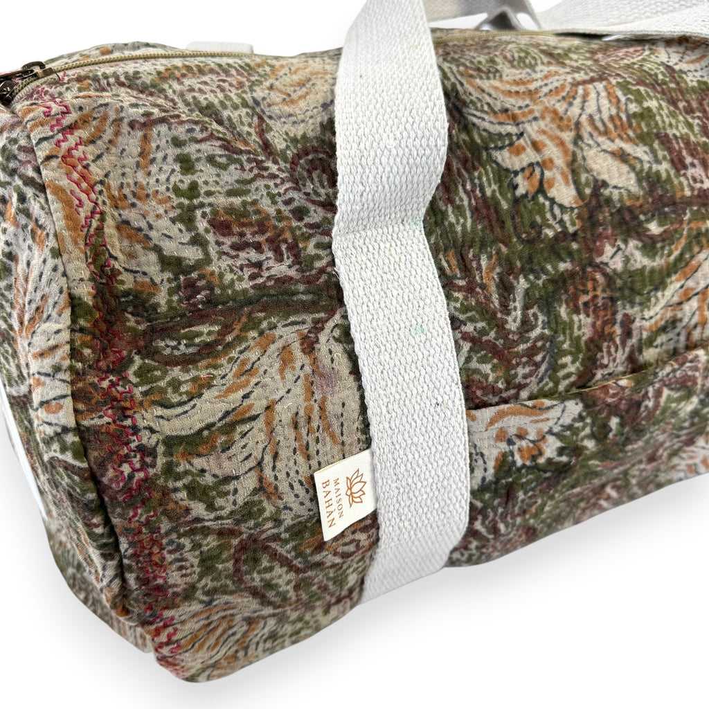 Sac week-end femme Kantha Bagru en coton artisanal vintage sac de voyage bohème Maison Bahan