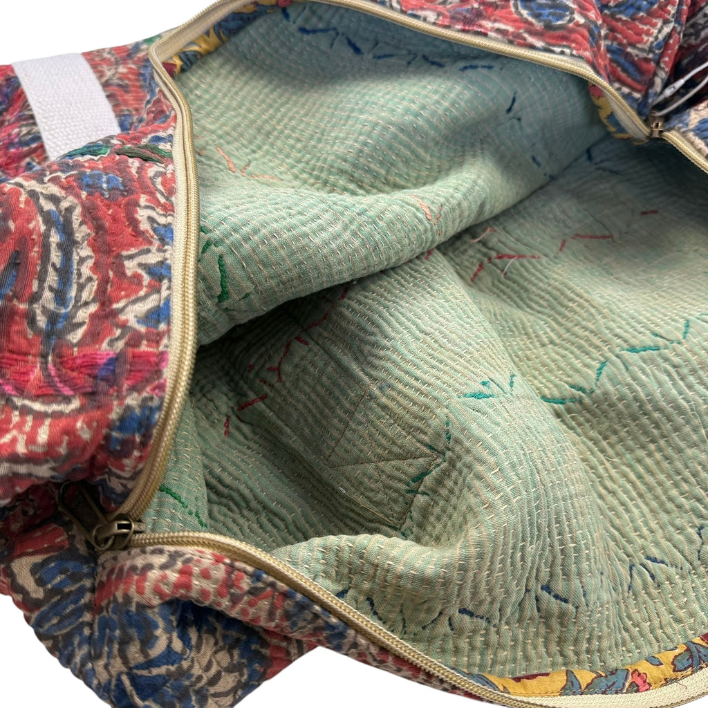 Sac week-end femme Kantha Bagru en coton artisanal vintage sac de voyage bohème Maison Bahan