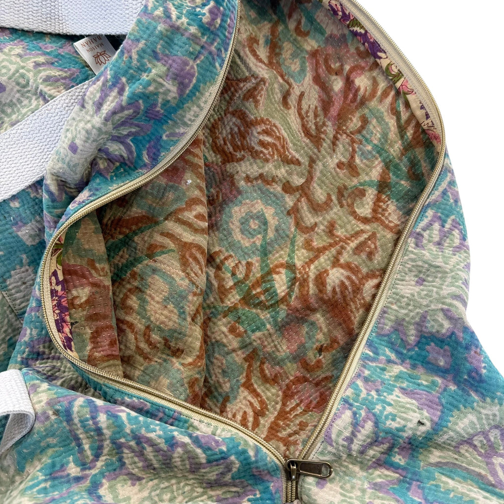 Sac week-end femme Kantha Bagru en coton artisanal vintage sac de voyage bohème Maison Bahan