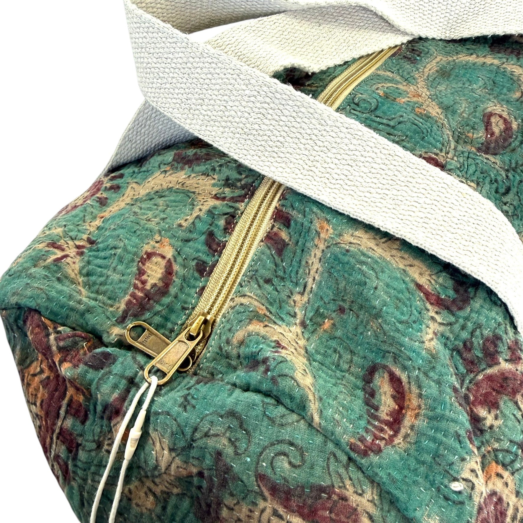Sac week-end femme Kantha Bagru en coton artisanal vintage sac de voyage bohème Maison Bahan