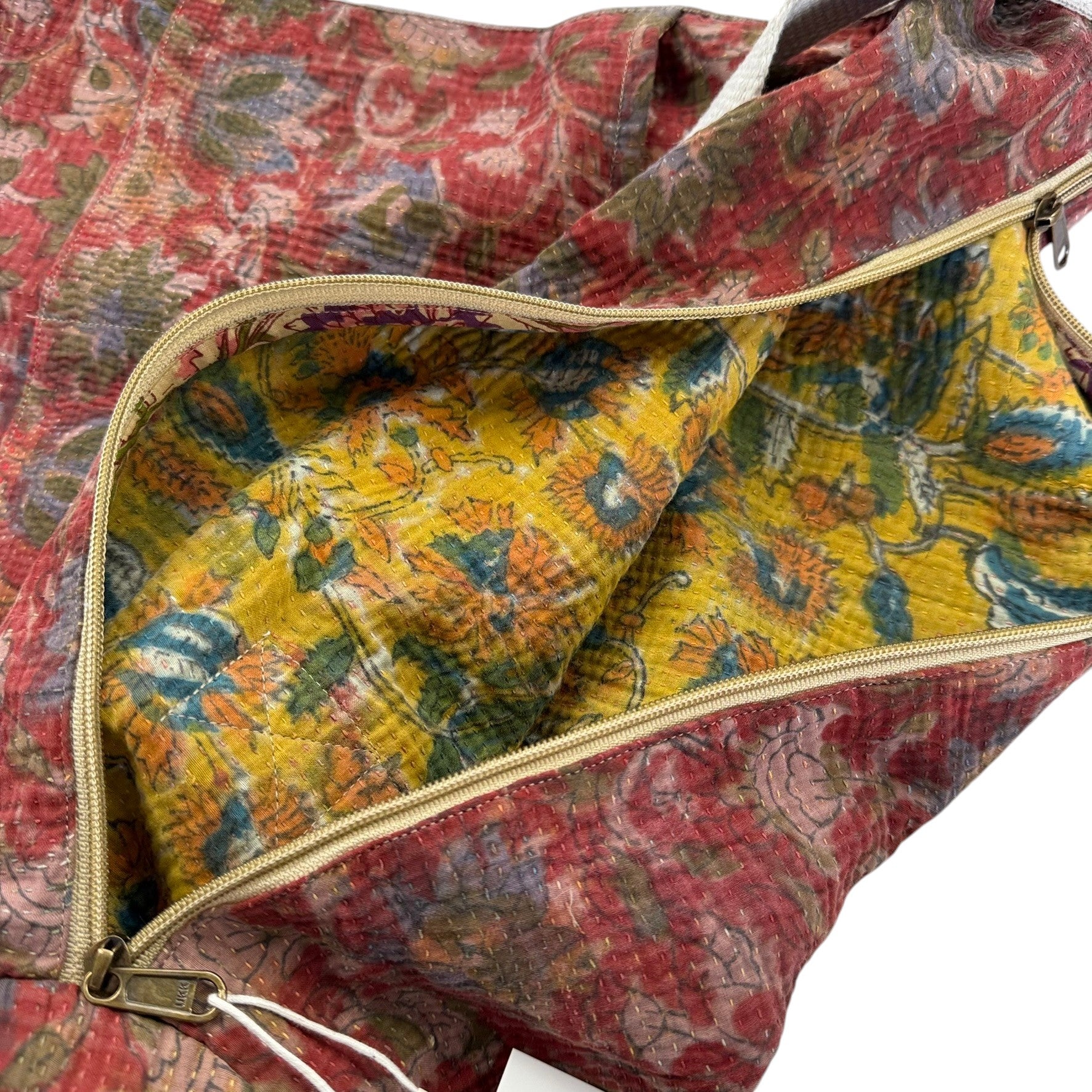 Sac week-end femme Kantha Bagru en coton artisanal vintage sac de voyage bohème Maison Bahan