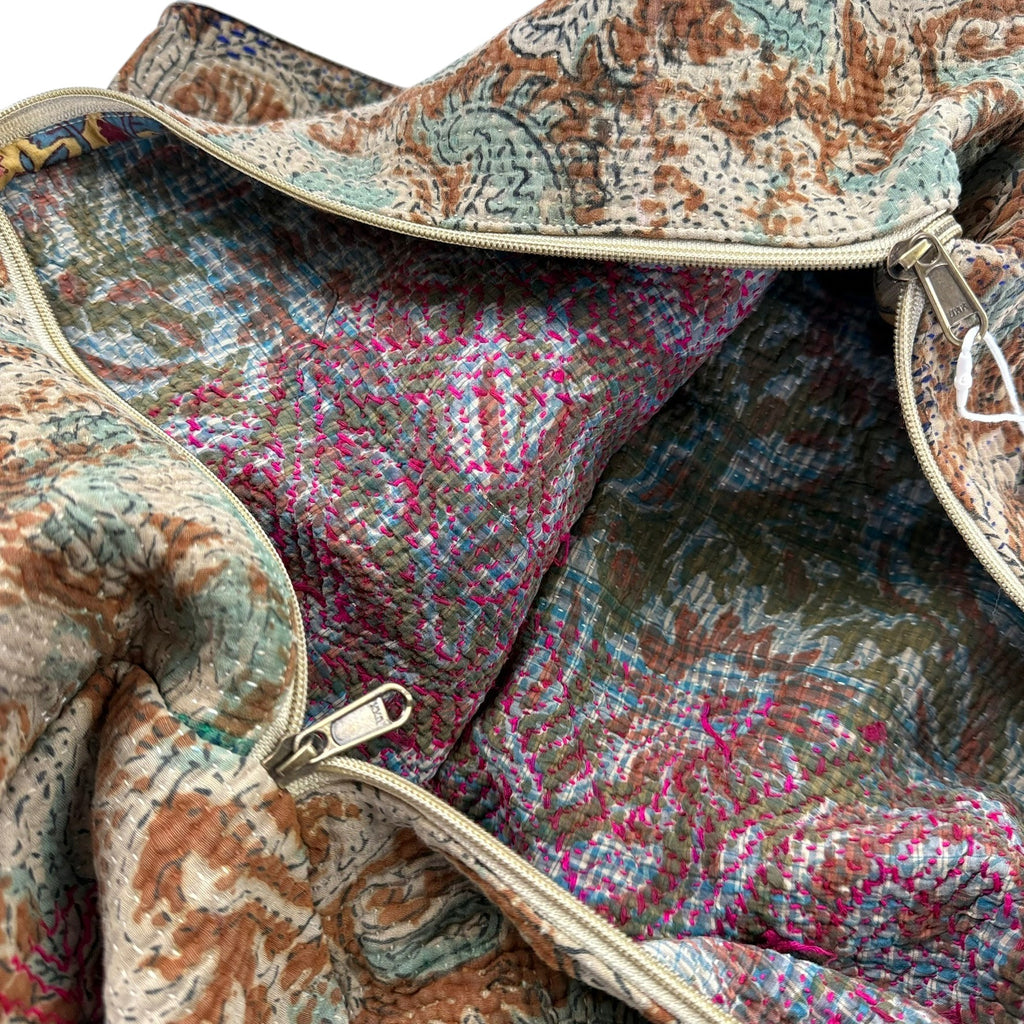 Sac week-end femme Kantha Bagru en coton artisanal vintage sac de voyage bohème Maison Bahan