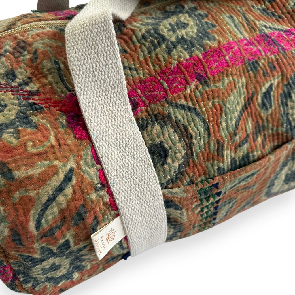 Sac week-end femme Kantha Bagru en coton artisanal vintage sac de voyage bohème Maison Bahan