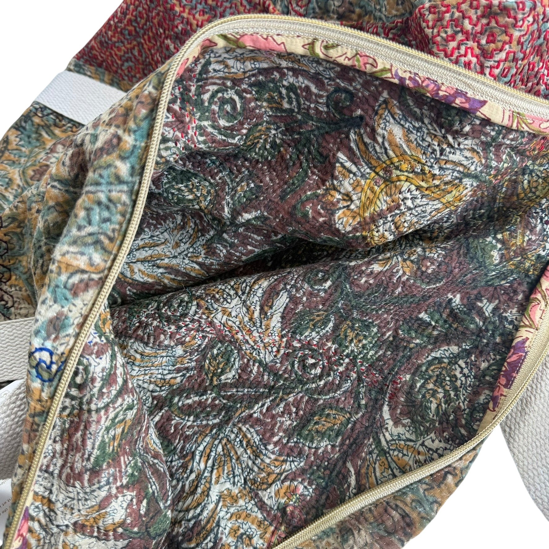 Sac week-end femme Kantha Bagru en coton artisanal vintage sac de voyage bohème Maison Bahan