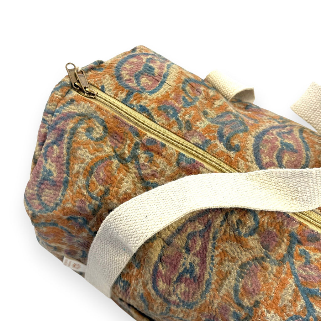 Sac week-end femme Kantha Bagru en coton artisanal vintage sac de voyage bohème Maison Bahan