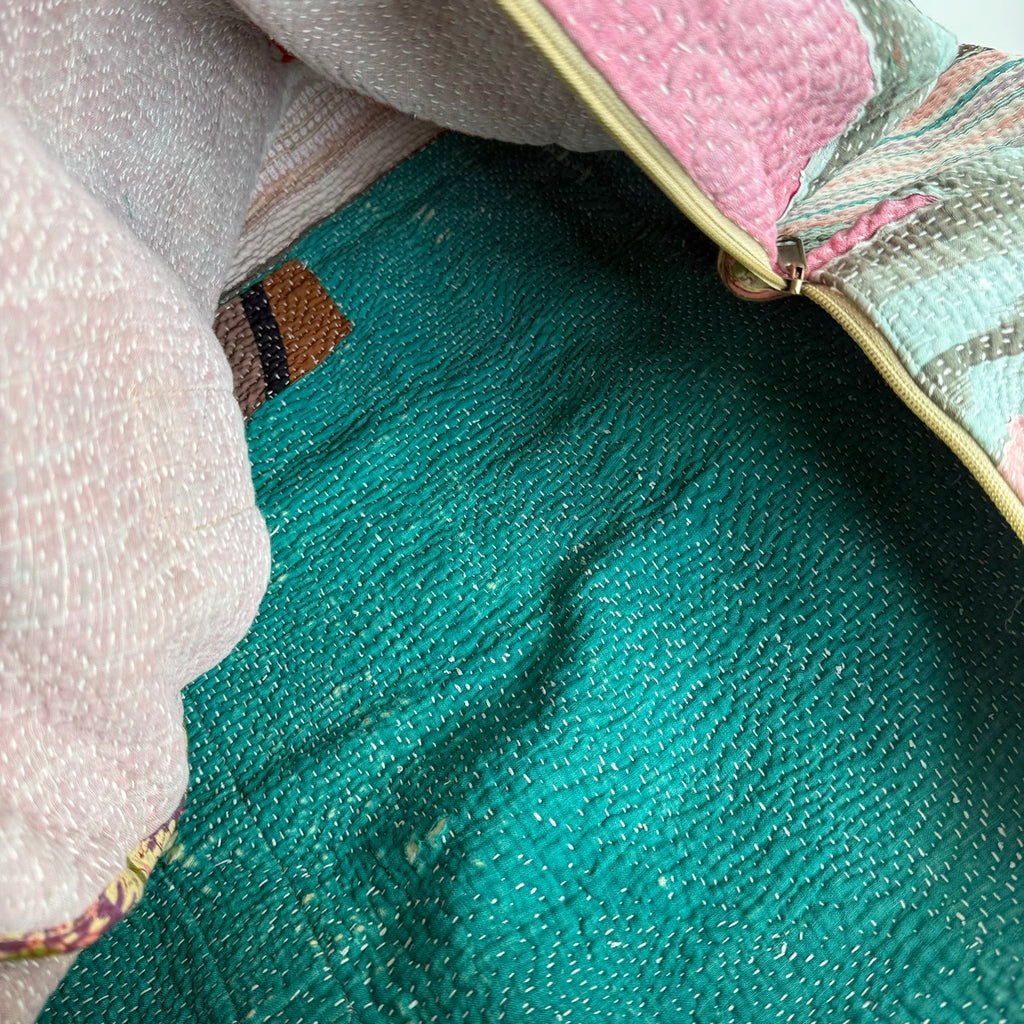 Sac week-end femme Kantha Bagru en coton artisanal vintage sac de voyage bohème Maison Bahan