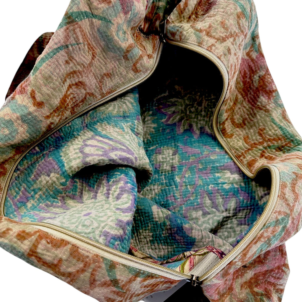 Sac week-end femme Kantha Bagru en coton artisanal vintage sac de voyage bohème Maison Bahan