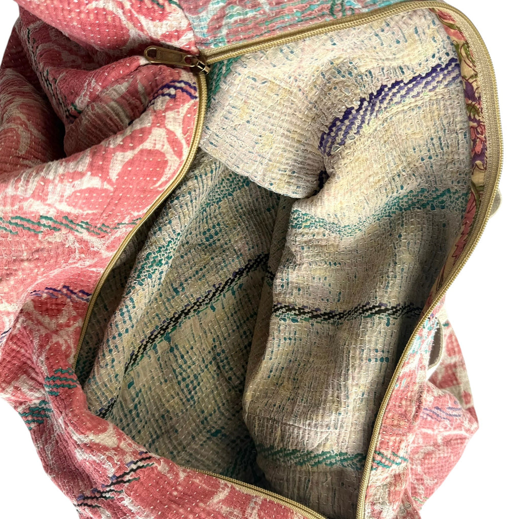 Sac week-end femme Kantha Bagru en coton artisanal vintage sac de voyage bohème Maison Bahan