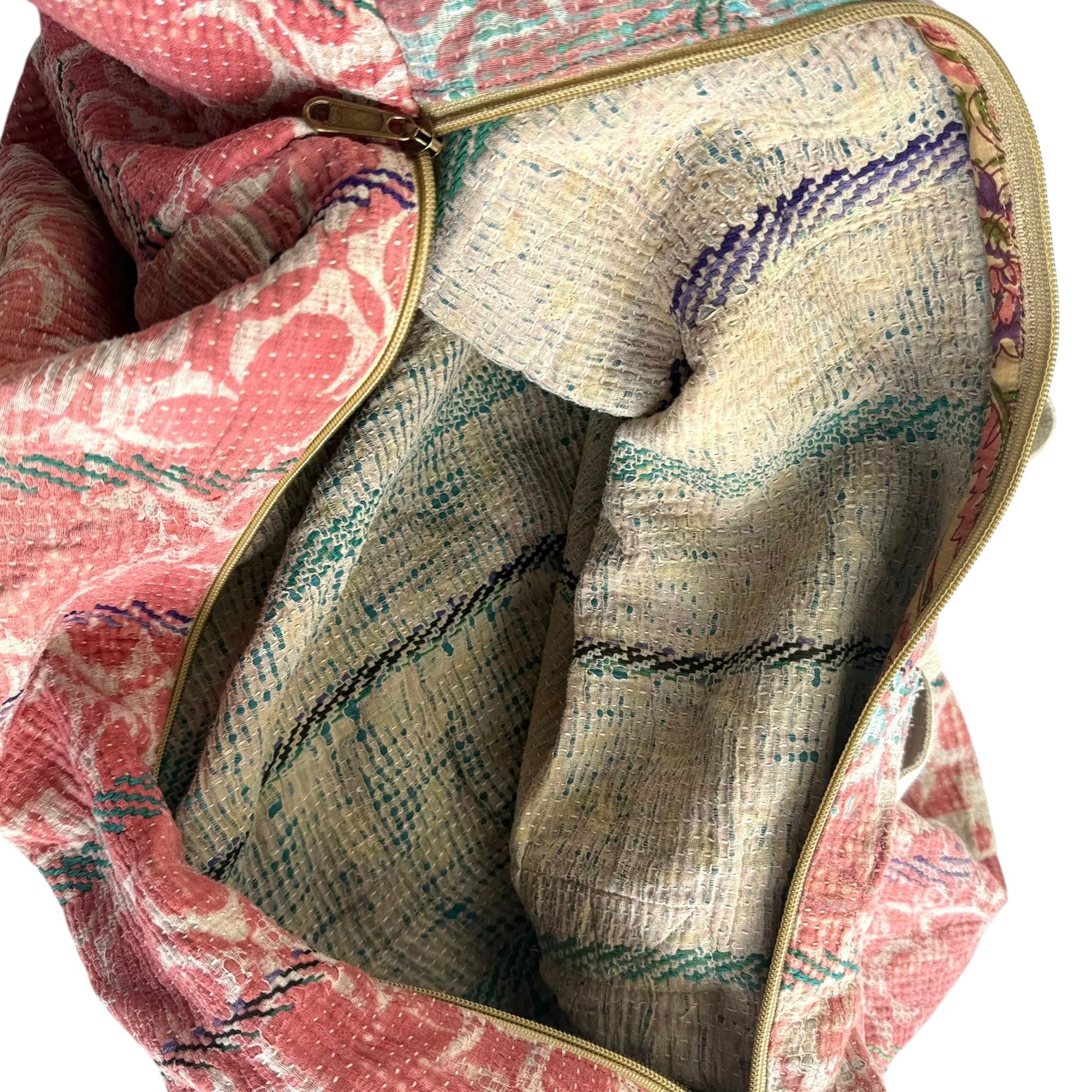 Sac week-end femme Kantha Bagru en coton artisanal vintage sac de voyage bohème Maison Bahan